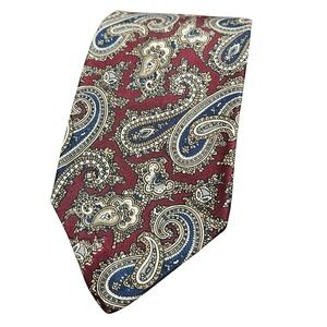 Equus 100% Silk Paisley Tie Burgundy Blue Beige‎ USA Classic Necktie 59" x 3"